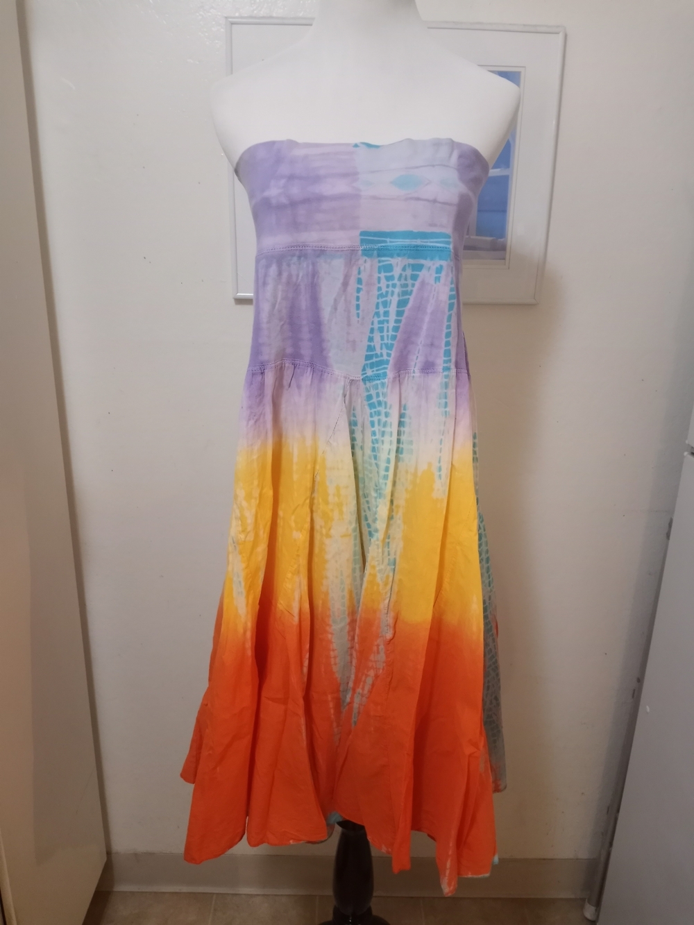 Raviya Strapless Ombre Purple Yellow Orange Maxi Dress